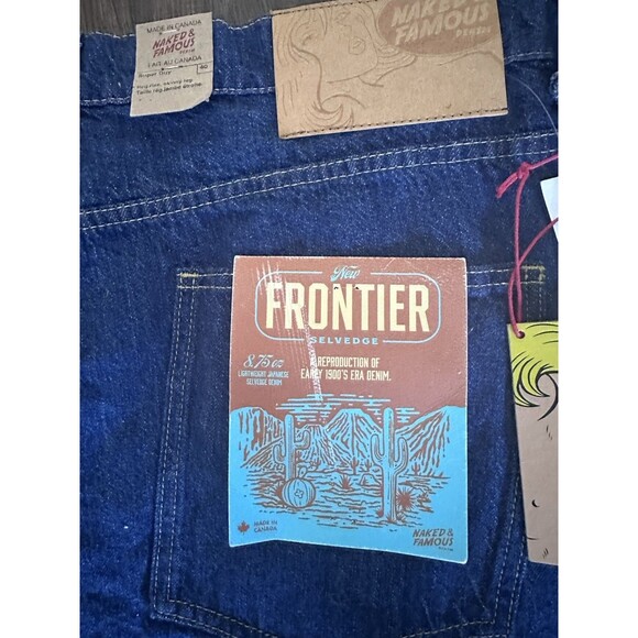 Naked and Famous Men's Jean New Frontier Selvedge Super Guy Blue Denim 40W/35L - Picture 5 of 7